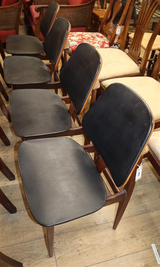 A set of four 1960s teak dining chairs